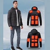 Недорогие Мужская Пуховка Жилет-Мужчины Пуховик Куртка с подогревом Повседневные Сохраняет тепло Зарядка через USB Капюшон Зима Спортивные Капюшон Обычная Черный Жакеты