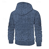 baratos Moletom com capuz de lã-Homens Moletom Full Zip Hoodie Moletom de lã Moletom com capuz forrado de lã Azul denim Preto Azul Marinha Cinzento Escuro Com Capuz Tecido Patchwork Zíper Bloco de cor Desportos e Ar livre Casual