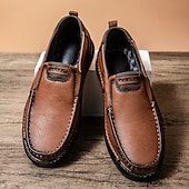 tanie Buty casual slip-on-Brązowe mokasyny męskie – klasyczne i wygodne, wsuwane buty do jazdy samochodem z ręcznie szytymi detalami, idealne do noszenia na co dzień, w biurze i w biznesie