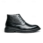 abordables Bottes de Costume-Bottes à lacets en similicuir marron pour hommes avec une silhouette moderne et élégante, idéales pour les environnements professionnels, les événements formels et les occasions décontractées élégantes