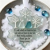 cheap Ornaments-Snowflake Shaped Acrylic Snowflake Sea Glass Friendship Christmas Ornament Unique Friendship Keepsake Coastal Winter Xmas Tree Decoration Ideal Gifts for Best Friends