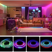 cheap Smart Strip Lights-RGB Smart IC COB LED Strip Light Addressable 16.4ft 12V Color Flowing Strip Light Multicolor Flexible Tape Lights with APP Control/Music Modefor TVBedroomParty DIY Decoration
