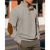 baratos Suéteres básicos-Homens Moletom Preto Verde Claro Verde Tropa Azul Marinha Azul Henley Bloco de cor Patchwork Desportos e Ar livre Diário Feriado Poliéster Roupa de rua Básico Casual Primavera Outono Roupa Moletons