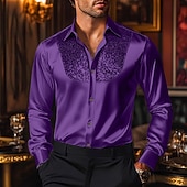 economico Camicie in raso da uomo-Per uomo Camicia in raso Camicia elegante Camicia casual Camicia con Bottoni Camicia da Ballo Camicia da discoteca Semplice Formale Matrimonio Nero Bianco Rosso Blu Manica Lunga Bavero Primavera