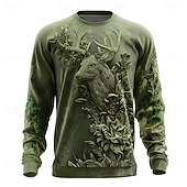 preiswerte Tierdruck-Herren Blatt Hilfsmuster Hirsch Pullover Lässig Langarm Rundhalsausschnitt Urlaub Party Geschenk Blau Burgunderrot Braun Grün Rundhalsausschnitt 3D Ganzjahres Designer S M L XL XXL XXXL