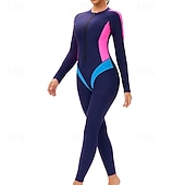 お買い得  ワンピースラッシュガード-女性用 ラッシュガード 全身水着 ダイブスキンスーツ パッチワーク UPF50+ 速乾性 高弾性 長袖 スイムウェア サーフィン 潜水 シュノーケリング 夏