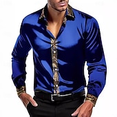 economico Camicie in raso da uomo-Per uomo Camicia Come la seta Camicia in raso Camicia elegante Camicia casual Camicia con Bottoni Semplice Formale Matrimonio Nero Bianco Rosso Blu Manica Lunga Bavero Tutte le stagioni Abbigliamento