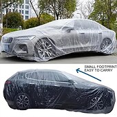 abordables Lonas para coche-Funda universal transparente para coche, con película de PE resistente y resistente al polvo. &amp;Protección UV, resistente a arañazos, transparente, cobertura total para protección contra todo tipo de