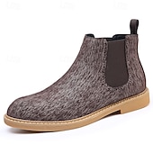 economico Stivali Chelsea-stivali chelsea da uomo color cachi, stile casual e leggero alla caviglia con soffietti elastici, per l'ufficio, le uscite del fine settimana e il comfort quotidiano