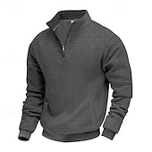 economico Felpe di base-Per uomo Maglia Felpa a nido d&#039;ape Felpa con cappuccio Maglione Felpa con zip corta Nero Bianco Blu marino Cachi Grigio chiaro Colletto Mao Semplice Patchwork Sport &amp; Outdoor Casuale Quotidiano