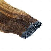voordelige Clip-in haarextensions-highlight p4/27 14-18 inch steil haar lang 9-delige set pu dikke clip-in haarextensies