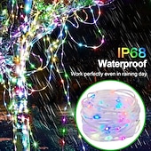 halpa Loma-merkkijono valot-Valot 20M/66FT 200 LED HelmiäTuya Häät Festivaali Sisä- ja Ulkotilassa Piha IP68 Kestävä Värikäs Valosarja Bluetooth APP Kauko-ohjaus Värikäs Nahkajohto Valosarja Usb