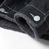 tanie Kurtki jeansowe-Męskie Kurtka zimowa Kurtka polarowa Jeansowa kurtka Urlop Codzienny Keep Warm Kieszeń Polar Jesień Zima Równina Moda Moda miejska Klapa Regularny Czarny Niebieski Ciemnoszary Kurtki