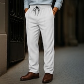 abordables Lâche-Homme Gauffré Pantalons Pantalons Amples Boutons Uni Portable Longueur complète Extérieur Quotidien Camping &amp; Randonnée Vacances Mode Noir Blanche