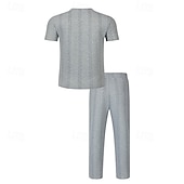 ieftine Seturi de tricouri de bază pentru bărbați-Bărbați Costume de tricou Seturi de cămașă și pantaloni tinute 2 piese Manșon scurt Crewneck Vară Primăvară Simplu Modă Casual Jacquard 2 bucăți Vacanță Purtare Zilnică Ieșire Negru Alb Kaki Top