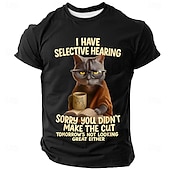  T-Shirt Grafica per Uomini Divertente Citazione Sarcastica del Gatto 'Ascolto Selettivo' Maniche Corte. Ottima per Umorismo di Stile di Vita e Atteggiamento.