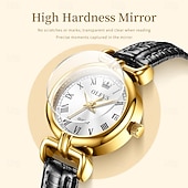 olcso Quartz órák-OLEVS 5645 új eredeti anyák napi ajándék nőknek kvarcóra klasszikus római skála hétköznapi óra bőr vízálló fénylő