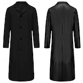 preiswerte Herren-Blazer &amp; -Anzüge-Herren Kunstlederjacke Langer Trenchcoat Herbst Winter Kunstleder Winddicht Oberbekleidung Bekleidung Vintage Tasche Revers Einreihig