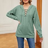 Dames Trui met capuchon Sweatshirt Effen Sport Modieus Casual Lange mouw Capuchon Normale tops Straat Dagelijks gebruik Trekkoord Groen Herfst Winter voordelige Effen tops-Dames Trui met capuchon Sweatshirt Effen Sport Modieus Casual Lange mouw Capuchon Normale tops Straat Dagelijks gebruik Trekkoord Groen Herfst Winter