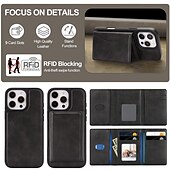 お買い得  iPhone用ケース-電話 ケース 用途 iPhone 17 16 15 14 Pro Max Plus 16e 13 Pro Max バックカバー 磁石バックル キックスタンド カード挿入口 レトロ風 TPU PUレザー