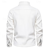 preiswerte Lässige Jacken-Herren Waffeljacke Fleecejacke Cargo-Jacke Freizeitjacke Urlaub Täglich Warm Tasche Herbst Winter Einfach Mode Klassisch Revers Regulär Schwarz Weiß Marineblau Blau Khaki Jacken