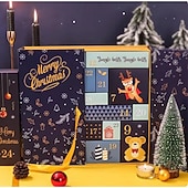 cheap Gift Wrapping &amp; Bag-24 Grids Empty Christmas Advent Calendar Boxes DIY Refillable Christmas Blind Box 24 Days Advent Countdown Gifts Boxes Kraft Paper Candy Box New Year Decorations