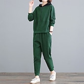 economico Tute da ginnastica-Per donna Felpe con cappuccio da salotto Tute in pile con tasca Tinta unita Completo Abbigliamento Autunno &amp; Inverno Nero Rosso Palestra All&#039;aperto Corsa Antivento Caldo Manica Lunga Sport