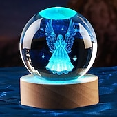 preiswerte Weihnachtsgeschenklichter-3D-Statue der Jungfrau Maria aus Kristall mit Holzsockel, lasergravierte Glaskugelstatue „Unsere Liebe Frau von Guadalupe“, 3D-Kristallkugel, Mutter Maria, christlich-katholische religiöse