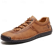 cheap Casual Lace-Up Shoes-Men's Brown Lace-Up Casual Shoes with Stitched Detailing, Comfortable Design for Daily Wear, Outdoor Adventures and Weekend Getaways