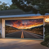 cheap Garage &amp; Door Banners-Tapestry Garage Door Cover Large Hanging Backdrop Nature Road Rustic Cottagecore 3D Party Outdoor Shooting Backgrounds Front Door Home Decor