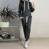 رخيصةأون بدلات رياضية-نسائي بدلة رياضية من قطعتين هودي صالة مجموعات بدلات رياضية لون سادة أطقم ملابس رياضية خريف &amp; شتاء زهري أزرق الصالة الرياضية اكتشف - حل ركض خصر عالي خفة الوزن موضة كم طويل رياضة ألبسة رياضية مرن نسبياً