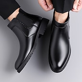 abordables Bottes de Chelsea-Homme Bottes Rétro Marche ancien Quotidien Cuir PU Confortable Bottes Mi-Mollet Mocassin Brun foncé Noir Printemps Automne