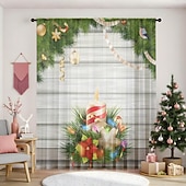 billiga Julkök-1 st ny julserie transparent gardin, 3D digitaltryckt stångficka fönstervoile, sovrum &amp;vardagsrumsdekoration, direkt från fabriken