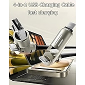 economico Luci decorative-Cavo di ricarica USB 4 in 1, ricarica rapida max 60 W per connettori USB C/USB-A/Type-C/Lightning, cavo indicatore LED per iPhone 17/16/15, Samsung iPad Android MacBook Power Bank