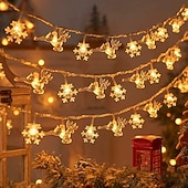 お買い得  ＬＥＤライトストリップ-クリスマス LED スノーフレーク エルク スター フェアリー ストリングライト 10/20/40LED 新年 ウェディング ガーランドライト 電池式 ホリデーパーティー 雰囲気 デコレーション