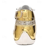 Недорогие Мужские ботинки-Мужские высокие кроссовки золотисто-белого цвета с блестящей отделкой — стильные и смелые, идеально подходят для вечеринок, модных вечеров и модных образов