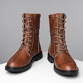 Czarne, skórzane, sznurowane, męskie buty bojowe z okrągłym metalowym logo, grubą podeszwą i wojskowym stylem – idealne dla motocyklistów Harley'a, miłośników mody punkrockowej, osób lubiących swobodne chodzenie na świeżym powietrzu i do codziennego użytk tanie Buty bojowe-Czarne, skórzane, sznurowane, męskie buty bojowe z okrągłym metalowym logo, grubą podeszwą i wojskowym stylem – idealne dla motocyklistów Harley'a, miłośników mody punkrockowej, osób lubiących swobodne chodzenie na świeżym powietrzu i do codziennego użytk