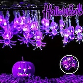 abordables Halloween en Plein Air-Guirlande lumineuse solaire d&#039;extérieur en forme d&#039;araignée et de chauve-souris, imperméable, 6,5 m, 30 LED, 8 modes d&#039;éclairage, idéal pour un jardin, un balcon, une clôture, un porche ou une fête