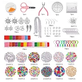 お買い得  子供のための-4655個のクレイビーズブレスレット作成キット収納ボックス付き、友情ジュエリー作り用のフラットプリプリービーズ、チャームが付いたポリマーヘイシービーズ10代の女の子向けのクラフト8〜12歳クリスマスギフト