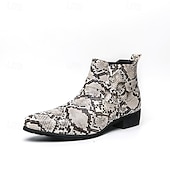 abordables Bottes de Costume-Bottines Chelsea à bout pointu en similicuir imprimé serpent pour homme – Chaussures de soirée, de scène et de soirée