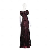 cheap 1920s Dresses-Roaring 20s 1920s Ankle Length Dress Evening Dress Fancy Costume Short Sleeves The Great Gatsby Sequins Square Neck Fancy Dress Women's Carnival Evening Party Party Masquerade Adults Dress Gloves