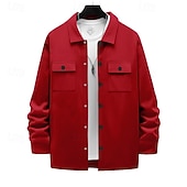 economico Giubbotti Casual-Per uomo Giacca Leggera Giacca Cargo Giacca Casual Vacanza Quotidiano Caldo Tasca Primavera Autunno Semplice Moda Classico Bavero Regolare Nero Rosso Cachi Grigio chiaro Grigio scuro Giacca