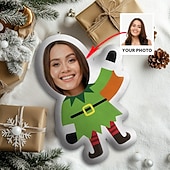 cheap Personalized Textiles-Personalized Customized Christmas Face Pillows With Santa Elf Snowman Designs Fun Holiday Decoration Unique Gift Idea For Family Kids Friends Home Celebrations