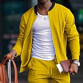 economico giacca sportiva-Per uomo Giacca Leggera Giacca Casual Vacanza Quotidiano Traspirante Tasca Primavera Autunno Blocco di colori Moda Classico Collo alla coreana Regolare Nero Giallo Rosso Blu marino Blu reale Giacca