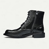 levne Prémiové kožené boty-Pánské hnědé kotníkové boty s brogue vzorem, klasický design s křídlovým hrotem, robustní outdoorové pracovní boty pro volný čas v podnikání, cestování a každodenní nošení