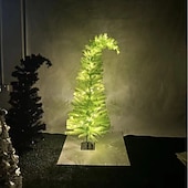cheap Indoor Christmas Lights-Whimsical Christmas Tree - 90/150cm Artificial Grinchs Christmas Tree with Lights - LED Lights/Stand - Perfect for Christmas Decorations Indoor/Party Decoration