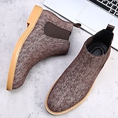 economico Stivali Chelsea-stivali chelsea da uomo color cachi, stile casual e leggero alla caviglia con soffietti elastici, per l'ufficio, le uscite del fine settimana e il comfort quotidiano
