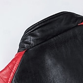 economico Giacca in ecopelle-Per uomo Giacca in Ecopelle Giacca da Biker Giacca da Moto Vacanza Quotidiano Antivento Patchwork Tasca Primavera Autunno Semplice Moda Classico Collo alla coreana Regolare Nero Bianco Rosso Marrone