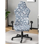 cheap Dining Chair Cover-Geometric Printed Kitchen Chair Cover, Polyester Slipcover, Durable Non-Slip Chair Protector for Dining Room and Home