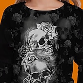 abordables Costumes d&amp;#39;Halloween pour filles-Halloween Fille 3D Crâne T-shirt manche longue Printemps Automne Mode Basique Enfants 4-12 ans Col Rond Extérieur Occasionnel Quotidien Coupe régulière